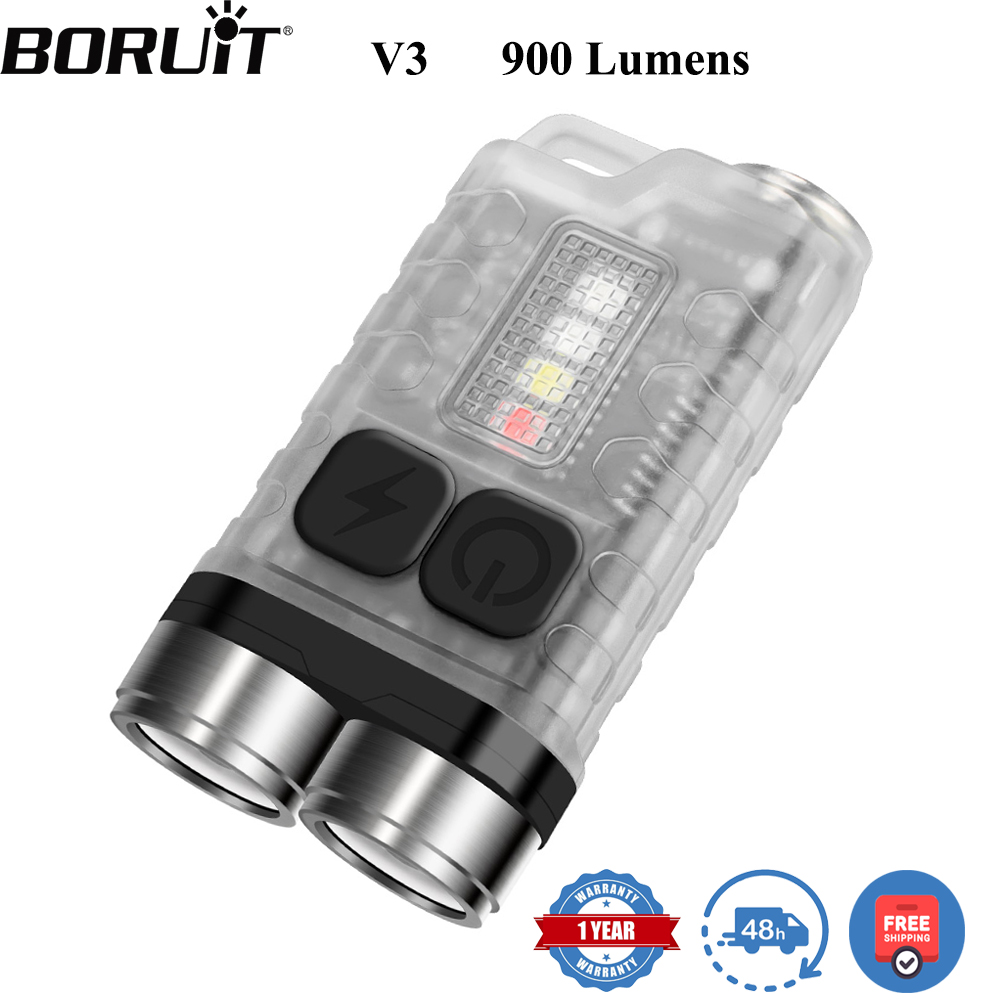 Keychain Flashlight - BORUiT V3 Torcia LED Portachiavi 900LM